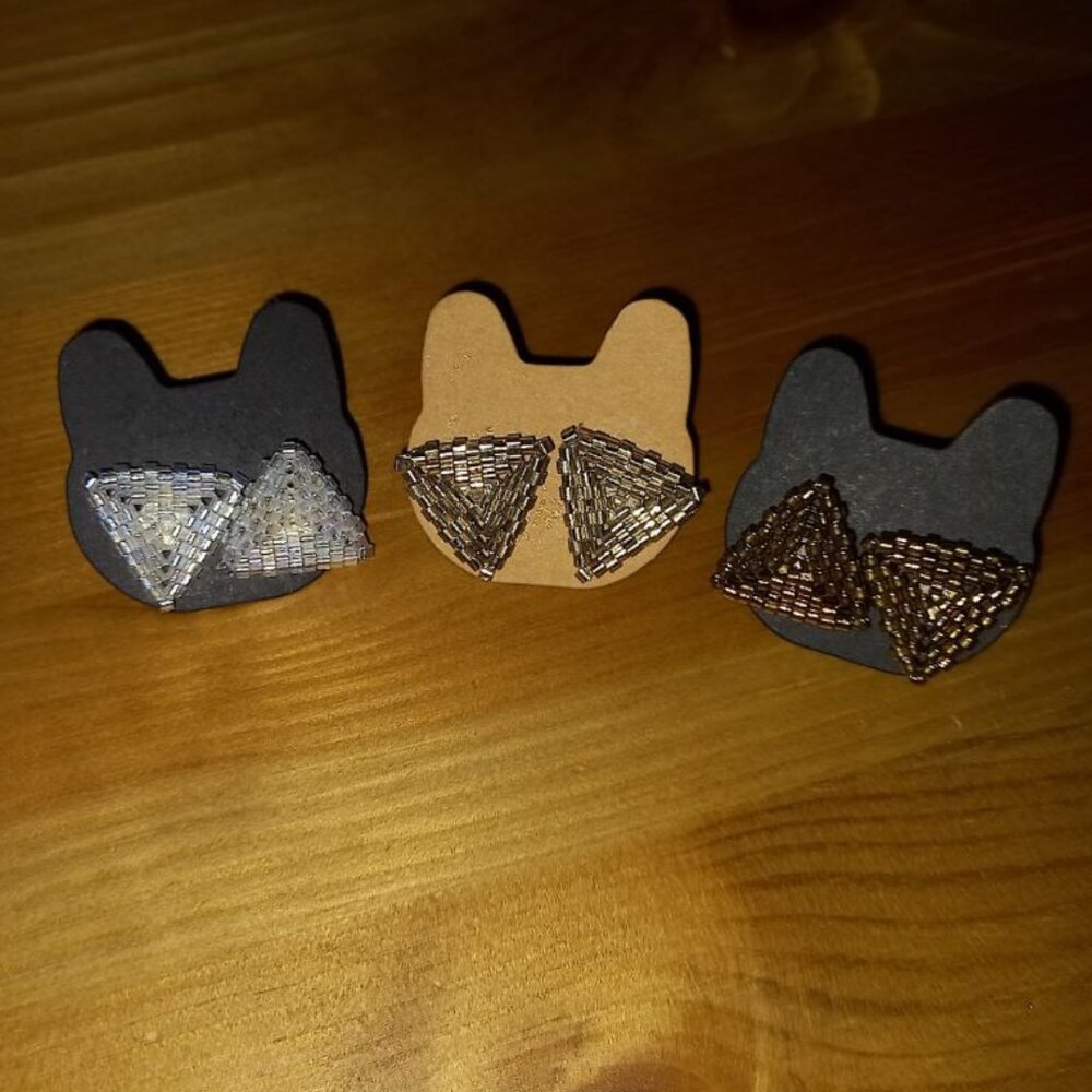 3 pairs Triangle beaded earrings